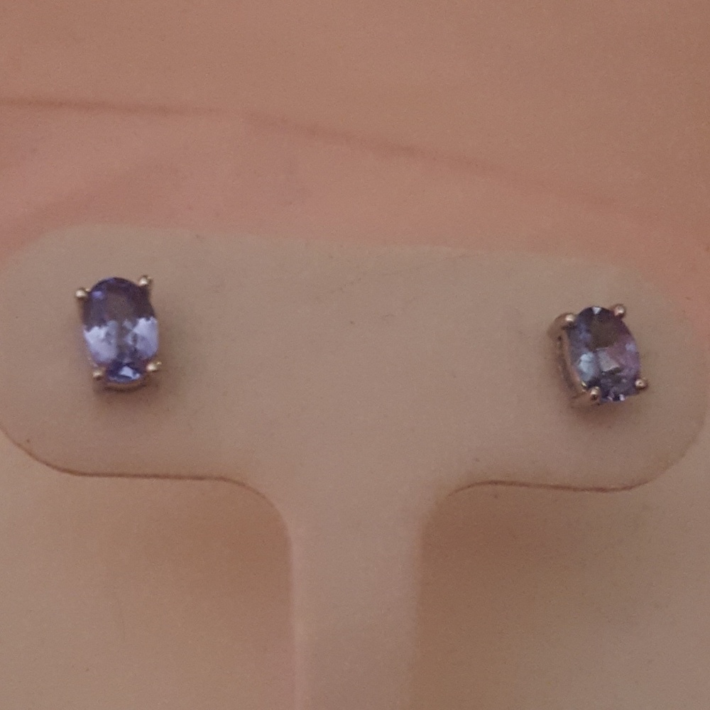 Tanzanite post earrings in sterling silver
